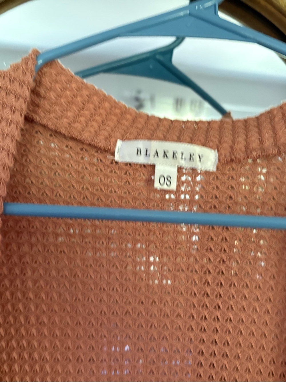 Blakeley Open-Front Waffle Knit long Cardigan - Rust - Picture 3 of 4